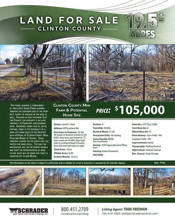 Listing brochure cover - Clinton County Mini Farm & Potential Home Site
